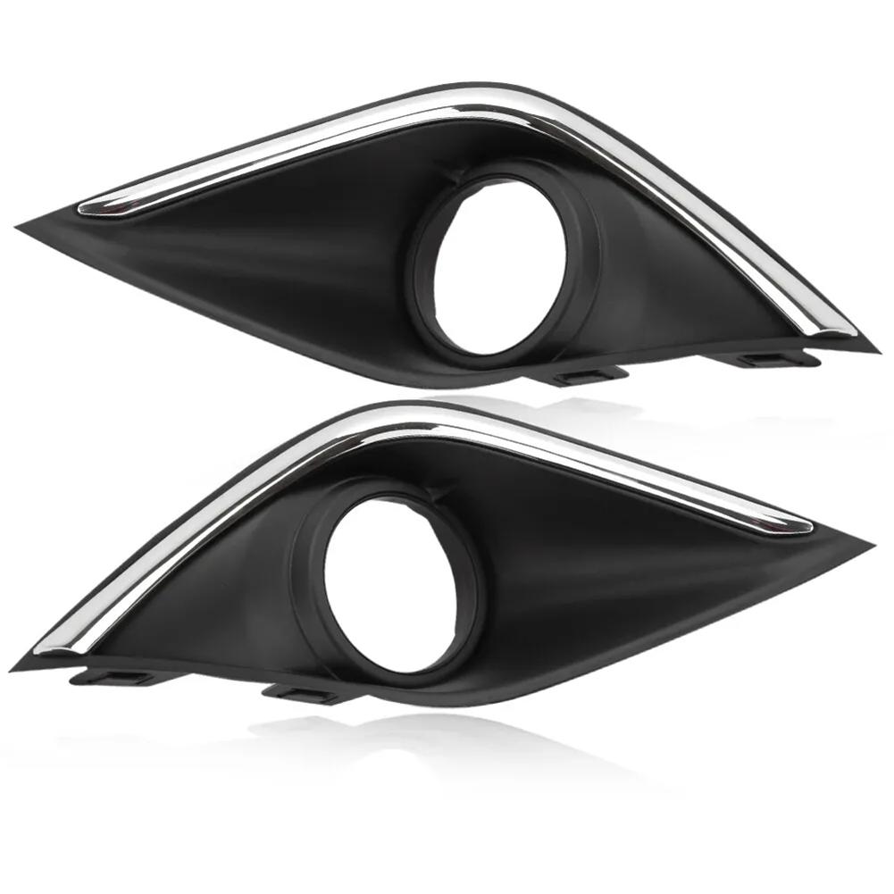 Fog Light Cover Front Bumper Pair Black Chrome Fog Light Lamp Frame Cover