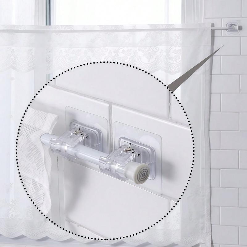 1pcs Glass Curtain Holder  Adjustable Curtain Holder Without Drilling, Wall Hooks For Curtains, Towel Hooks, Kitchen Bathroom Accessories