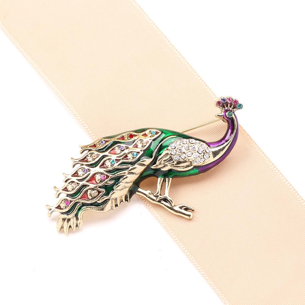 Vintage Classic Women Men Enamel Peacock Badges Brooch