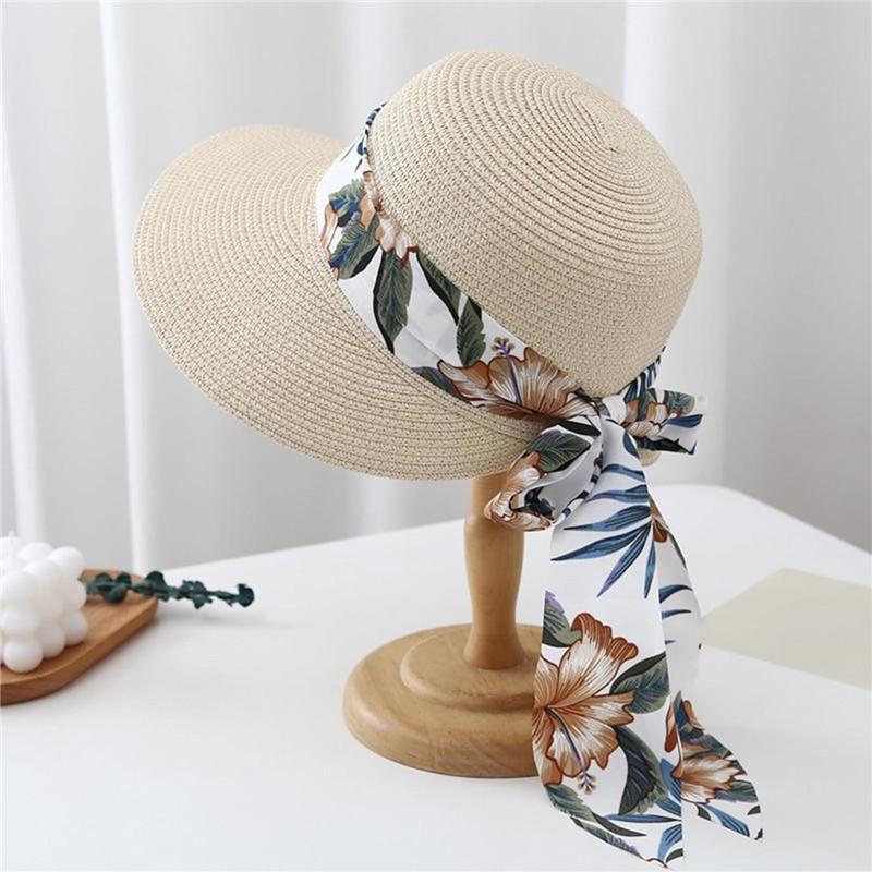 1Pc Women Sun Floppy Roll Up Wide Brim Beach Hat Foldable Summer Straw Hats