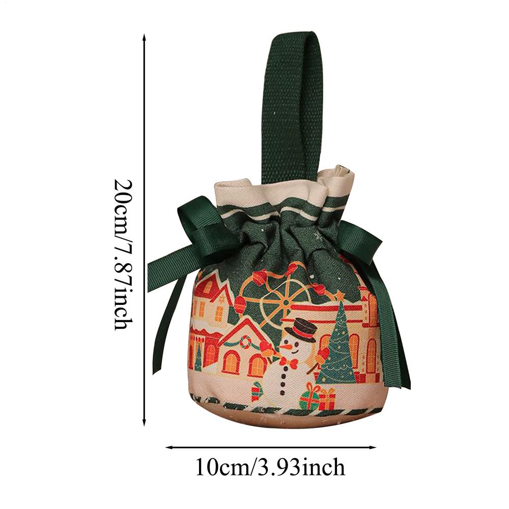 Christmas Gift Bag Candy Bags With Drawstrings Bow Cartoon Candy Packaging Box Party Supplies Linen Storage Bag Christmas Decor