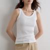 Women Thin Slim Fit Solid Color Round Neck Ribbed Camisole Tank Top Inner Wear