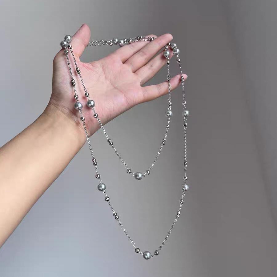 Temperament Nischen Design Exquisite Lange Imitation Perlenkette Halskette Pulloverkette Trendig Hochzeitsparty Süßer Schmuck Geschenk
