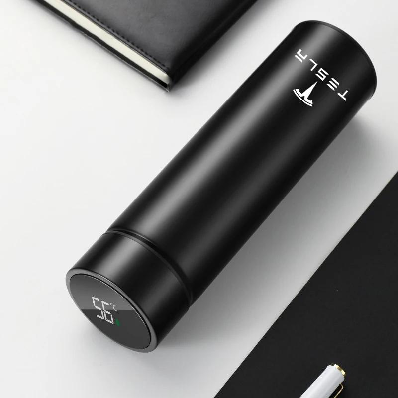 

Car Sticker Tesla 500ml Portable Car Smart Thermos Water Bottle Cup Auto Accessories For Tesla Model 3 Y S X Cybertruck Juguete чёрный