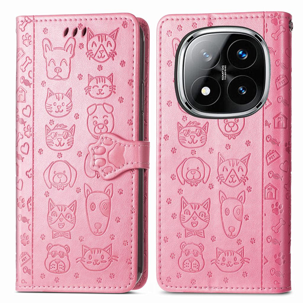 For Xiaomi Redmi Note 14 Pro 5G/Poco X7 5G Case Leather Wallet Flip Phone Cover Cute Cat Dog Pattern