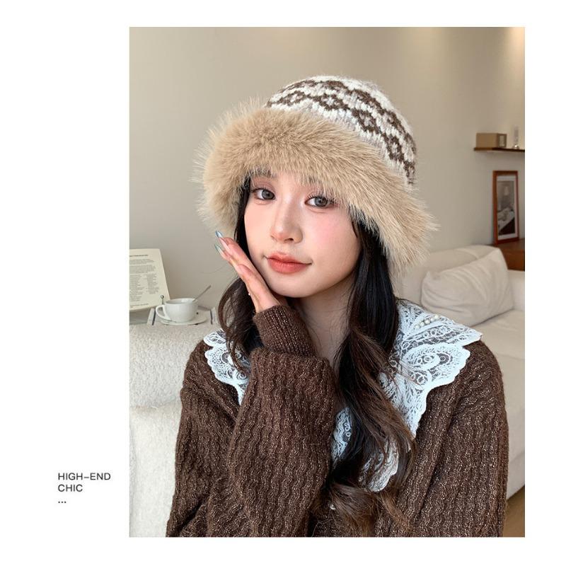 Women S Large Head Circumference Fleece Lined Bucket Hat For Autumn Winter Warm Fashionable Versatile