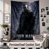 Custom Tapestry Wall Hanging, Friday the 13th Jason Voorhees Personalized Name Text Home Wall Decor
