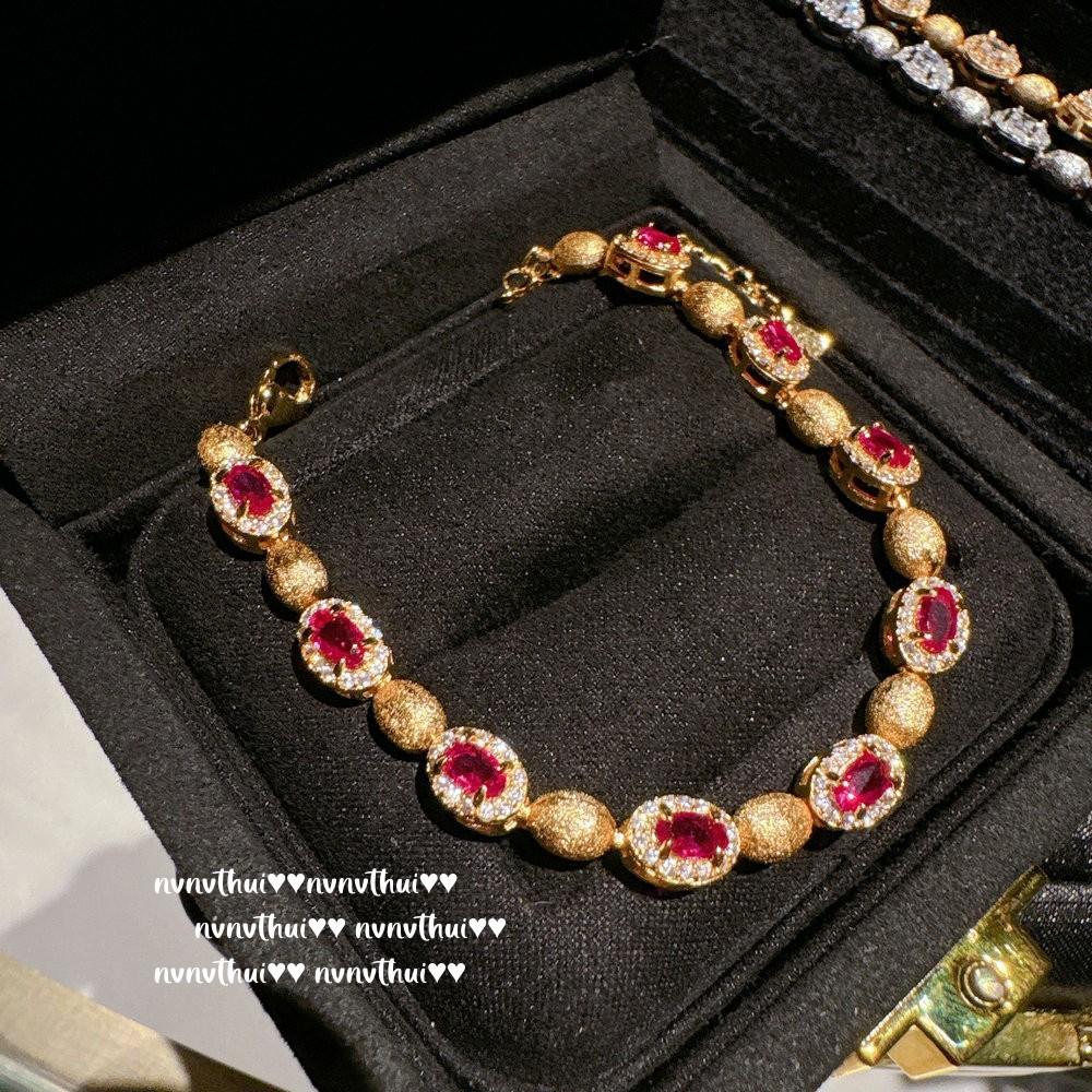 Italian Vintage Brushed Pigeon Egg Gem Bracelet Vintage Plated 18K Gold, Sunflower Zircon Bracelet