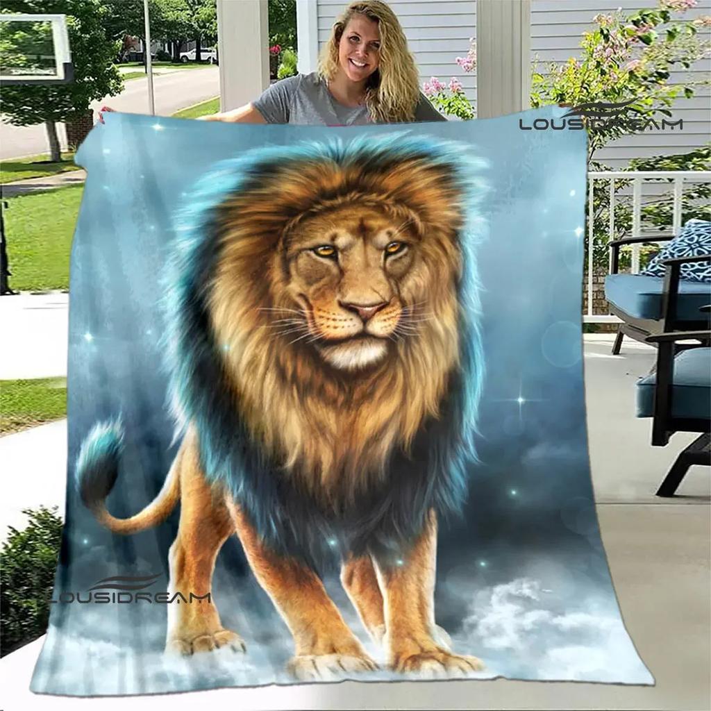 3D Lion Printed Blanket Picnic blanket blankets for beds Flange Warm blanket Home travel blankets bed linings birthday gift