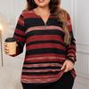 Damen Übergröße Neues Herbst Rundhals Streifenshirt