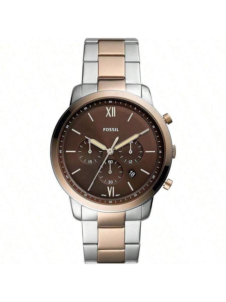 Fossil Men's Quartz Stainless Steel 3-Hand Wristwatch with Stainless Steel Case and Scratch-Resistant Glass, Model No. FS5869