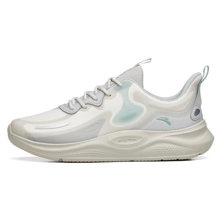 New Anta Lingyun Cushioning Wear Resistant Low Top Running Shoes Men's Gray White Green 112225541R-7