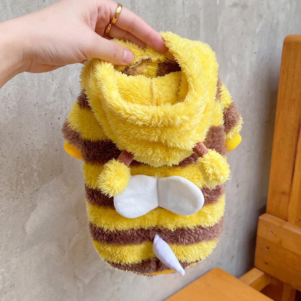 Dog transformation outfit cute bee with hat wings bee sweater, autumn and winter dog clothes cat clothes cosplay