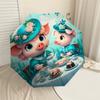 1PC Tea Party Pig Umbrella-8-Rib Reinforced, Automatic Open, Lightweight & Durable, Cute Fashion Accessory for Outdoor-T371