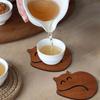 Heat-Resistant Cat-Shaped Wooden Coaster Set, Handmade Cute Kitty Drink Mats for Kitchen Table, Home Decor Heatproof Trivet