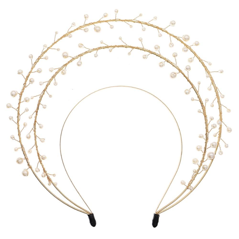 Flower Goddess Halo Headband Crystal Baroque Pearl Hair Hoop Headpiece Godmother Tiara Crown  Women