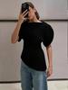 European Style Spring/Summer Women's Slim-Fit Round Neck Puff Sleeve Top