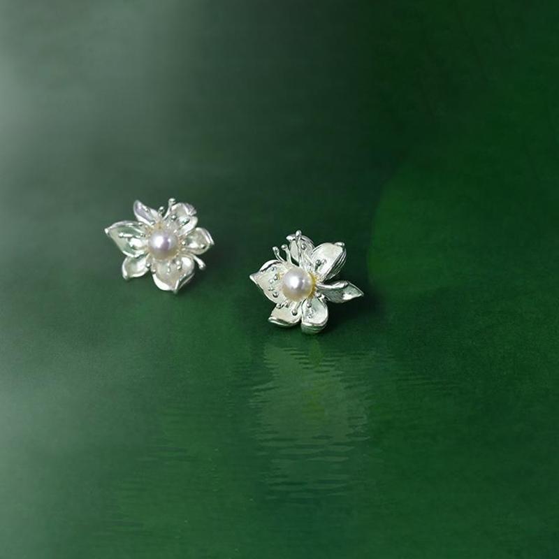 Three-Dimensional Design New Inlaid Pearl Flower Women'S Earrings Exaggerated Exquisite Party Jewelry Accessories