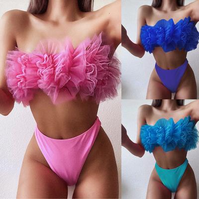 Women's Sexy Mesh Lace Wrap Breast Bikini Swimsuit