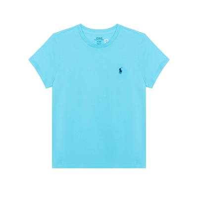 Polo Ss24 Einfarbiges Logo Besticktes Rundhals Casual Kurzarm T-Shirt Damen T-Shirts Fresh-Blue 211682521-040