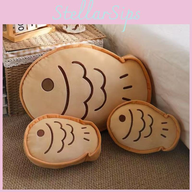 Butter Fish Cute Cookies Taiyaki Plush Cushion With Embroidered Design For Girls