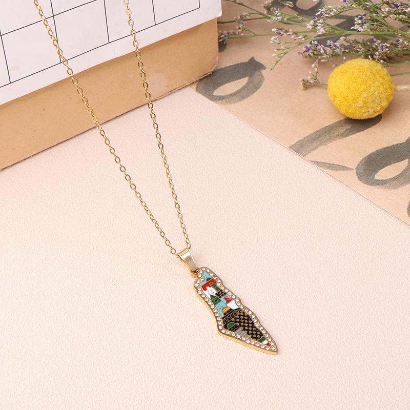 Colier cu pandantiv Moscheea Al Aqsa din oțel inoxidabil, placat cu aur de 18K, bijuterii etnice islamice, cadou pentru femei bărbați