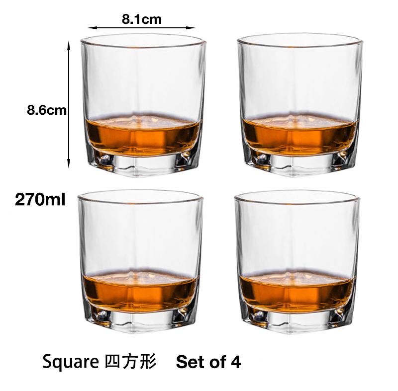 4PCS Fashion Whiskey Glasses, Scotch Whisky, Bourbon, Cocktails, RUM, Durable Whiskey Glasses
