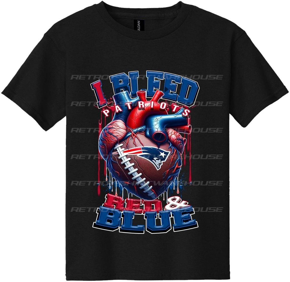 I BLEED RED & BLUE New England Patriots Graphic T-Shirt 3XL
