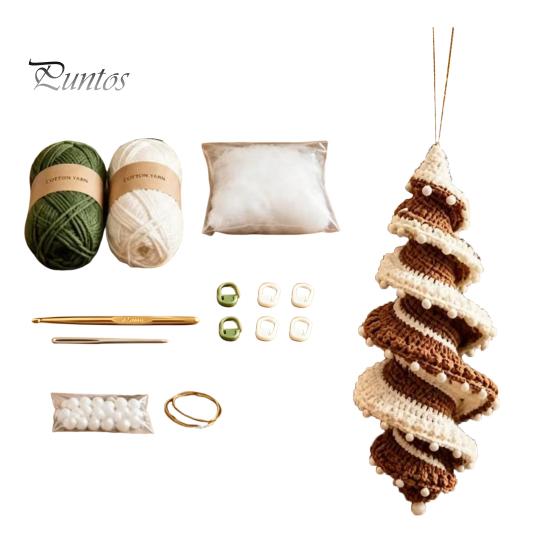 Regali fatti a mano per amici e familiari, Ornamento di Natale, Kit uncinetto, Kit iniziale per albero a spirale fai-da-te, Kit facili per Natale, Kit per adulti, Decorazione per la casa delle feste,