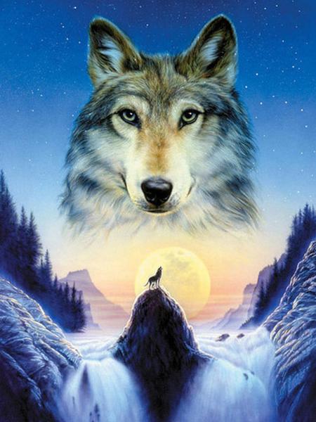 Peinture de diamant complète 5d à faire soi-même, broderie d'animaux, perceuses carrées et rondes, forêt, clair de lune, loup, mosaïque, décoration de meubles, cadeau de loisirs