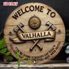 Wikinger Walhalla Metall Wandkunst 1 Stück Nordisches Schild Äxte Vintage Skandinavische Schlacht Dekoration Heim Büro