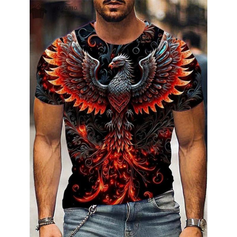 Fashion Personality Men T-Shirt Dragon Pattern 3D Printed Harajuku Street Short Sleeve O Neck T Shirts Oversized Tee Casual Tops