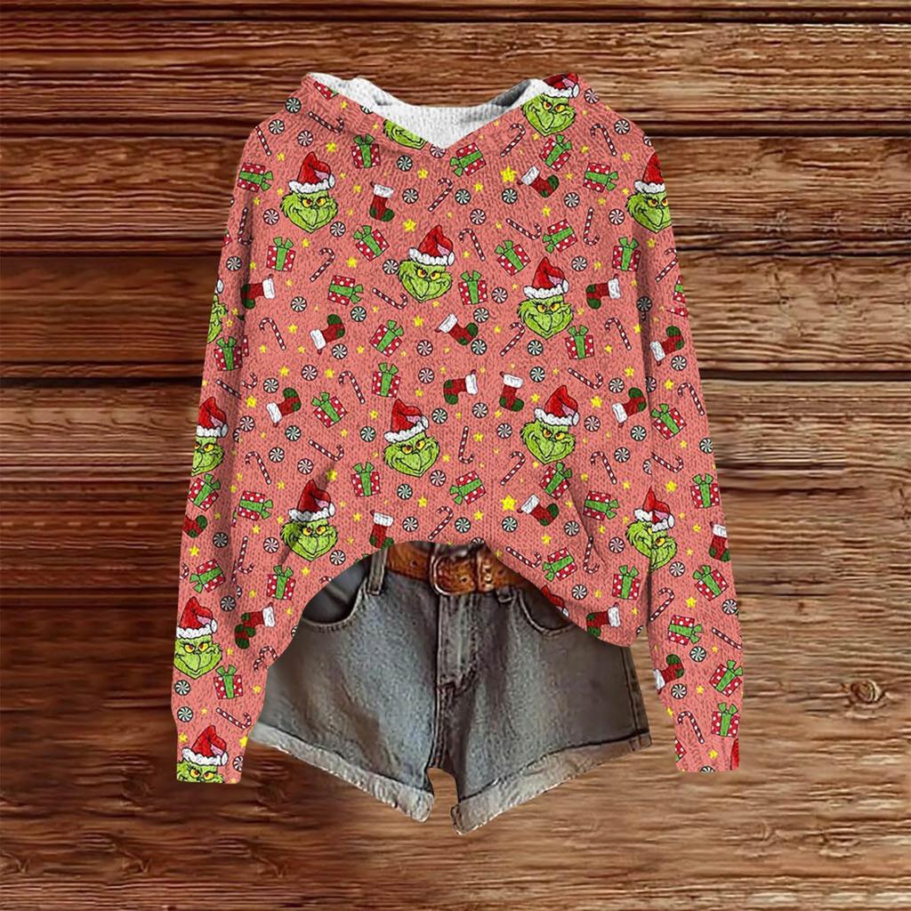 Sweatshirts For Women Knit Sweater Cute Shirt Fall Pullover Hooded Sweatshirt