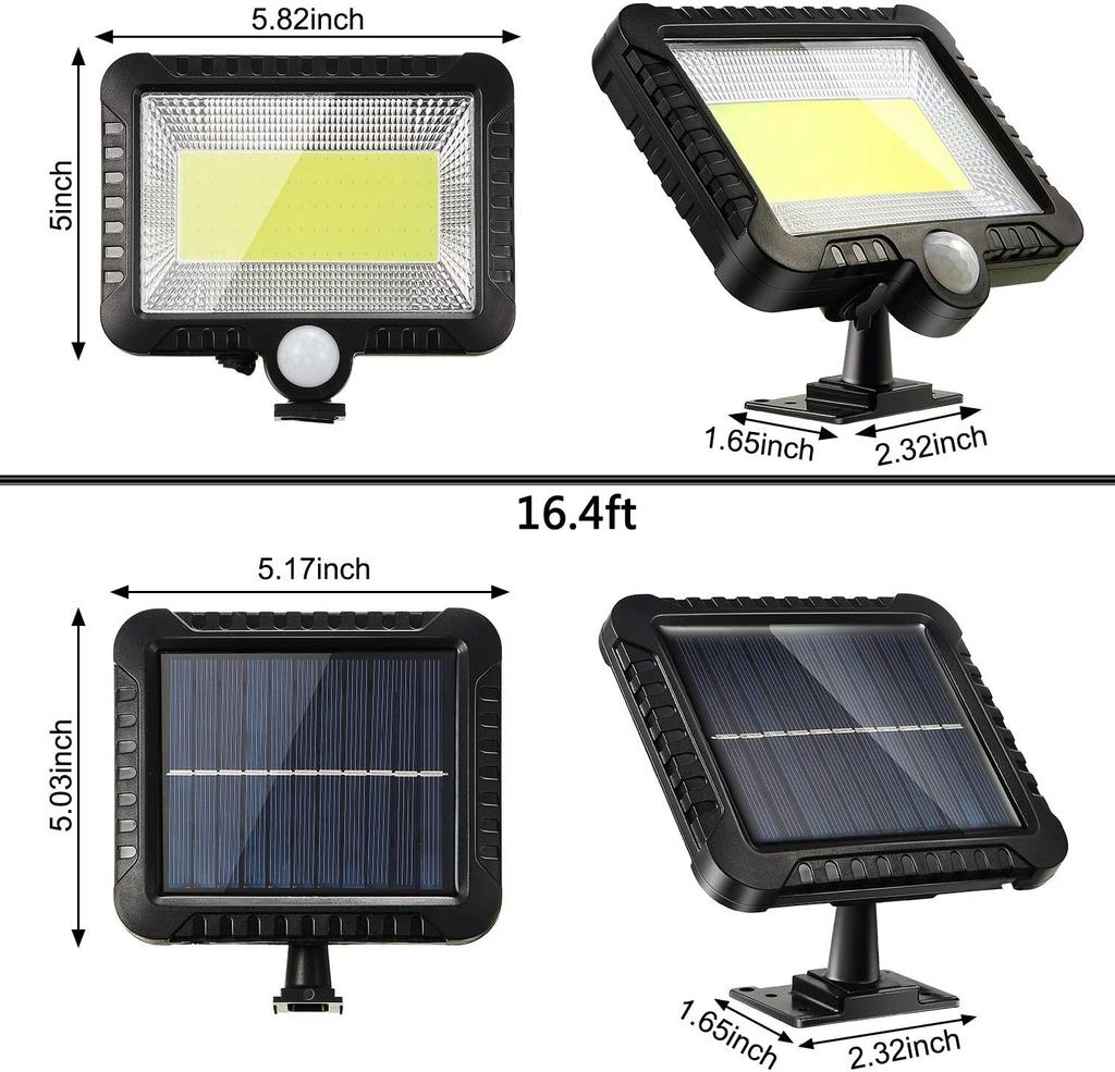 2/1 Pack of 100COB Waterproof IP65 Super Bright Solar Motion Sensor Wall Lamp Garden Outdoor High Brightness Lamp Garage Lamp