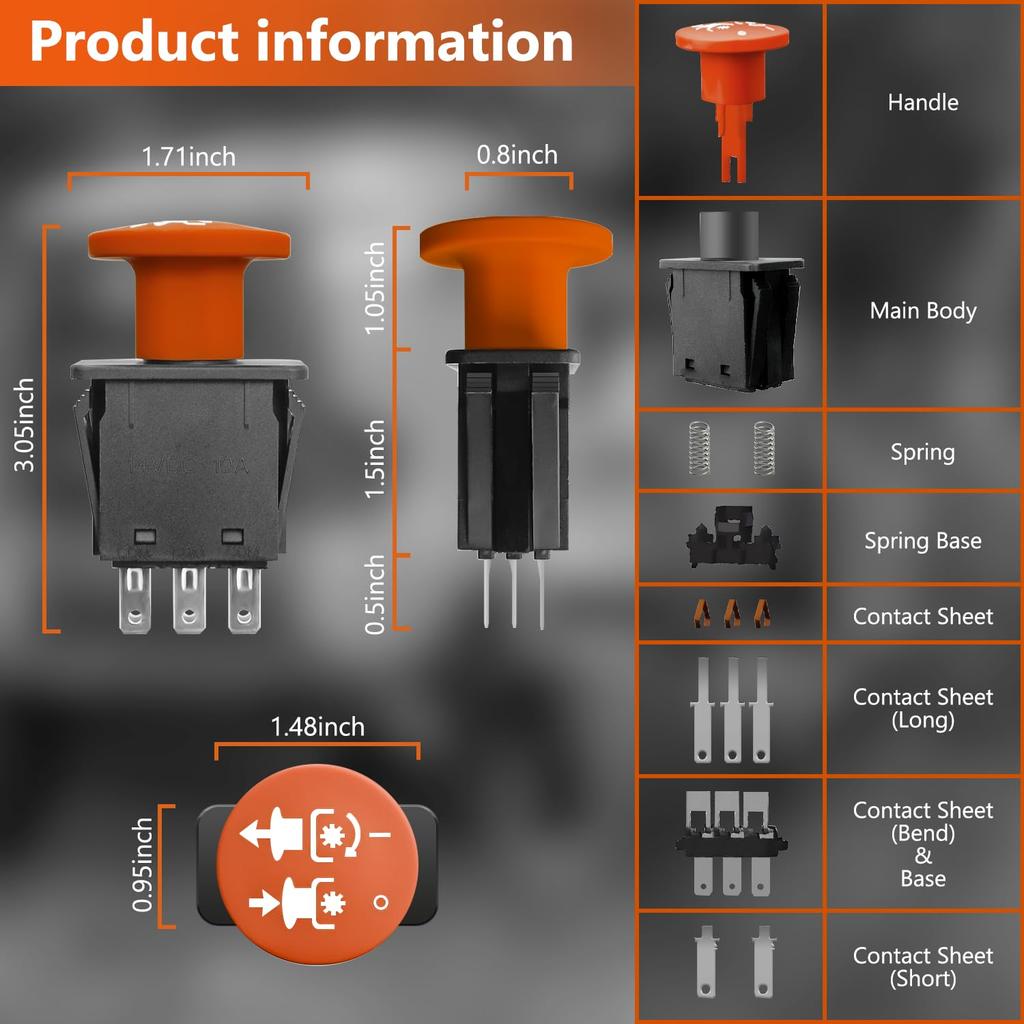 582107601 PTO Switch Replacement for AYP 140404 146283 154959 154963 169416 169417 for Craftsman Husqvarna YT42 YT46 YT48 YTH2348 YTH24 YTH2448 TC TS