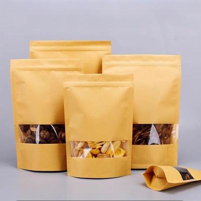 Kraft Paper Self-supporting Bag, Visible Window Self Sealing Packaging Bag, Environmentally Friendly Sealed Packaging Bag, Available In Multiple Sizes