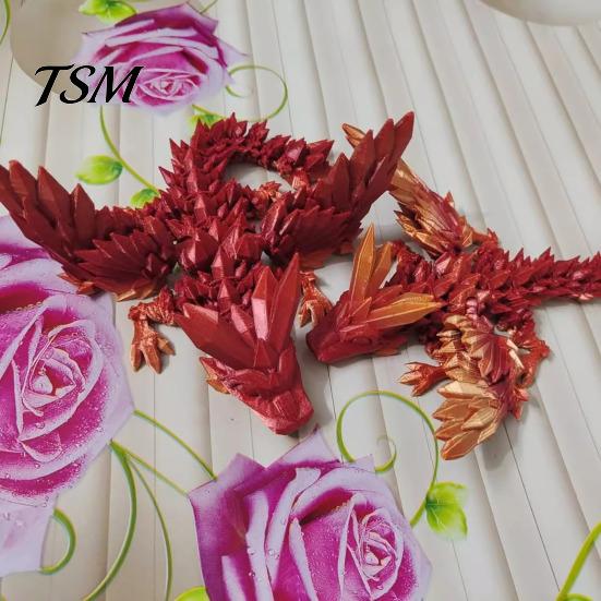 Flying Dragon Model 3D Printed Figurine Movable Joints Chinese Figure Mini Articulated Winged Fidget Toy Desktop Decoration Ornament Collectible