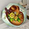 Western Cowboy Hat with Sunflowers and Daisies - Automatic Opening Umbrella, Portable Tri-Fold Design, 8-Bone Iron Frame, , Festival Gift Fo