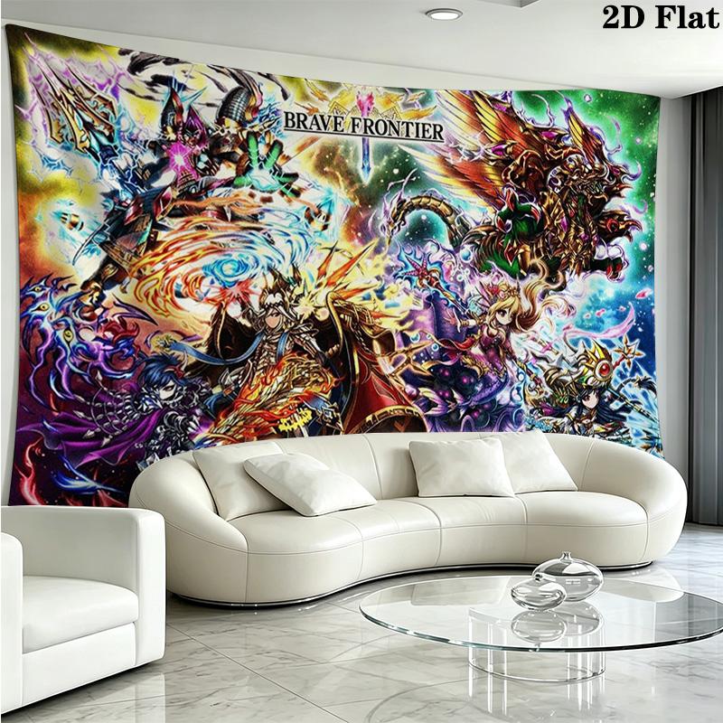 Brave Frontier Wall Tapestry Aesthetic Wall Hanging Printed Fabric Blanket Decorative Tapestries for Bedroom Living Room Home Decor