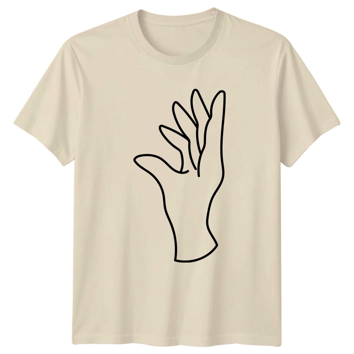 Minimalist Hand Line Art Design T-Shirt Abstract Hand Art Fashion Birthday Gift M