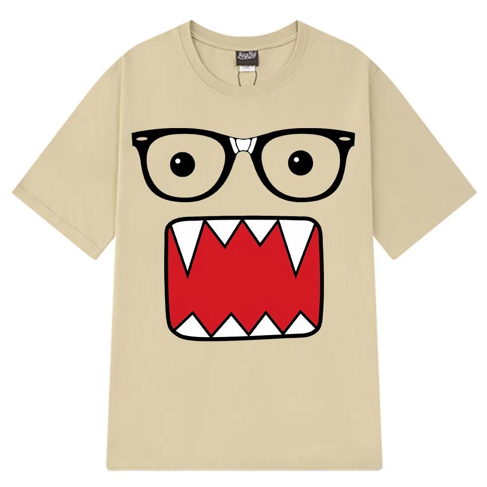 Domo Kun Lustiger Grafikdruck Unisex Lässiges Sommer-T-Shirt mit kurzen Ärmeln für Damen und Herren