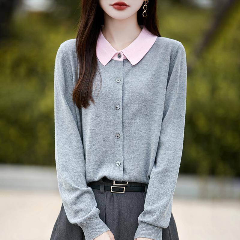 Dámský kašmírový kardigan Qinghe kašmír 50% vlna 50% hedvábí Dámský podzimní a zimní kašmírový kardigan měkký a hřejivý