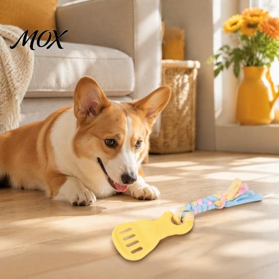 Interactive Knot Pulling Toys Spatula Shaped Dog Chew Toy with Braided Fabric Rope, Puppy Teething Energy Releasing for Pets Toy, Pet Molar