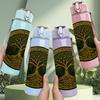 1PC Tree Of Life Circular Round Emblem 750ml Color Plastic Sports Water Bottle Leakproof Flip Straw Lid Suitable for Sports Office Home Use