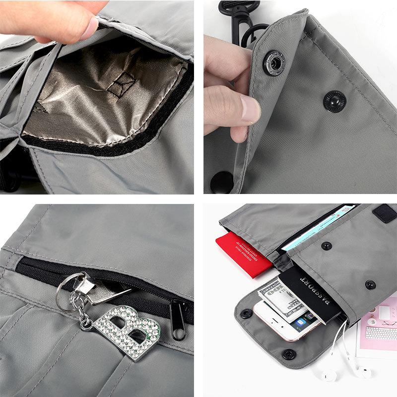 Weiqiang Waterproof Travel Document & Passport Holder, Neck-Hanging Nylon Pouch for Coins/Phone