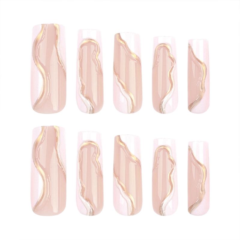 Elegant Press on Nail French Designs Wearable Nail Wraps Artificial Acrylic Nails False Nails Easy to Apply and Remove