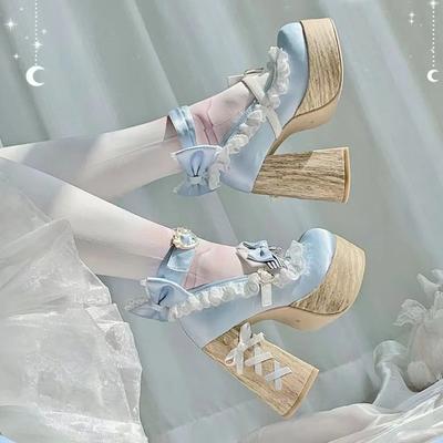Fashion Lolita High Heels Ultra High Waterproof Platform Cute Girls Oes Faionable Comfortable Loers