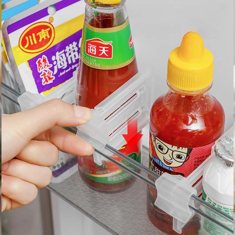 4Pcs Adjustable Refrigerator Divider Board Storage Separator Clip Organizer Extendable Fridge Partition Shelf Separator for Home Kitchen