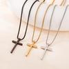 Versatile Stainless Steel Polished Cross Pendant Necklace – High-End Long Sweater Chain Accessory