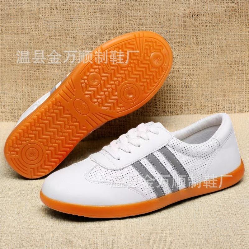 Tai Chi Shoes Men's and Women's Soft Cowhide Beef Tendon Sole Tai Chi Practice Training Sports Spring and Summer Mesh Shoes Leather Martial Arts Shoes
